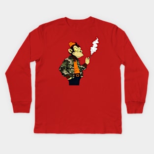 Monkey Smoking A Cigar Kids Long Sleeve T-Shirt